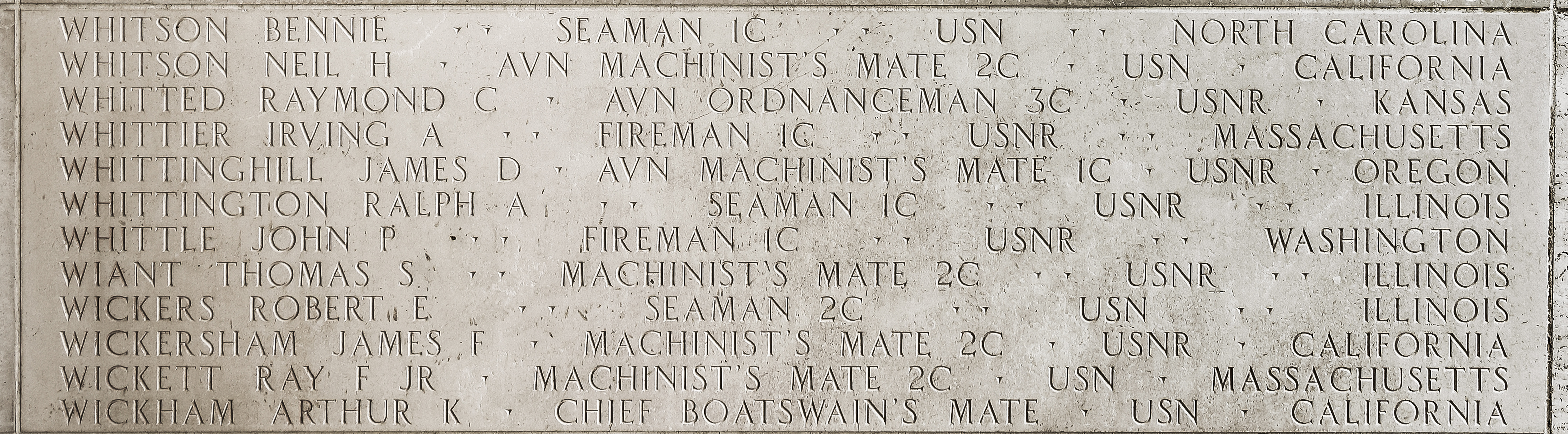 Arthur K. Wickham, Chief Boatswain's Mate